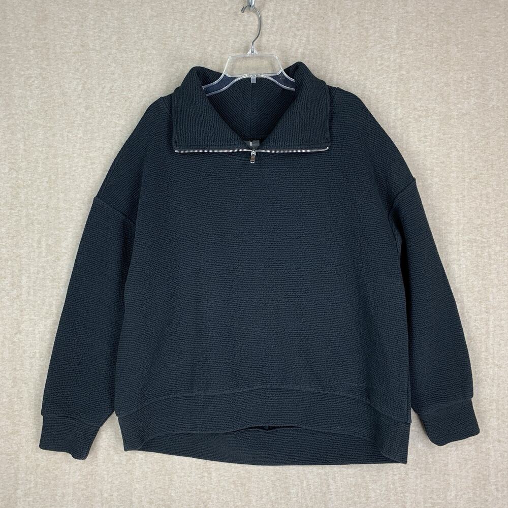 Calia Sweater Women's XL Soft Scuba 1/4 Zip Pullover Sweatshirt Black Athletic
